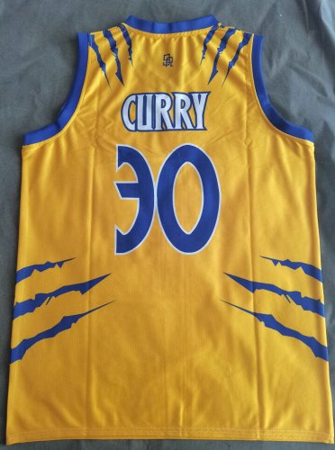 NBA 30 Curry warriors design Maillot jaune